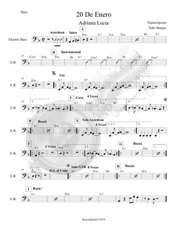 ? b C
Electric Bass
Ó ‰ÛÛÛ
Acordeon
Œ œ œ œ#
Intro
œ Œ Ó
Dm
A
A7
Gm
Dm
‘
Bb
A7
? b
E.B.
10
Gm7
Dm
Dm
B
Instrumental
Bb
Û
A7
Û