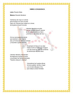 HIMNO A CHUQUISACA 
Letra: Ricardo Mújia   
Música: Eduardo Berdecio 
   
Veinticinco de mayo en oriente 
del sol brilla