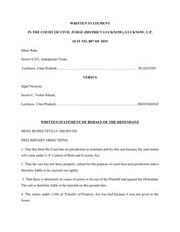 Draft of Plaint and Written Statement | PDF | Affidavit | Lawsuit