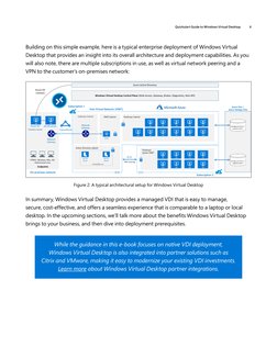 Quickstart Guide to Windows Virtual Desktop
6
Building on this simple example, here is a typical enterprise deployment of Win