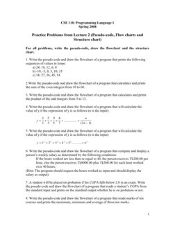 Pseudocode and Flowchart Exercises | PDF | Theoretical Computer Science ...