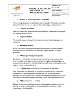 Manual ISO 22000 Inocuidad Alimentaria | PDF | Análisis de Riesgo y ...