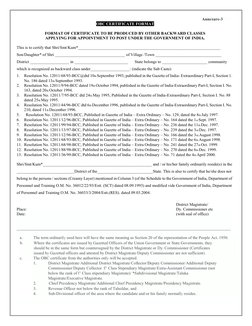 SC/ST Caste Certificate Format | PDF | Government Of India | Government