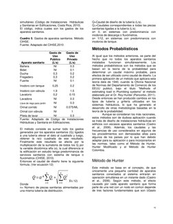 10 
simultáneo (Código de Instalaciones  Hidráulicas  
y Sanitarias en Edificaciones, Costa Rica, 2010) 
El código, indica