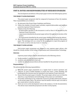 BSIT Capstone Project Guidelines
(Contents based on CMO 25 s. 2015)
5
UNIT II. DUTIES AND RESPONSIBILITIES OF RESEARC