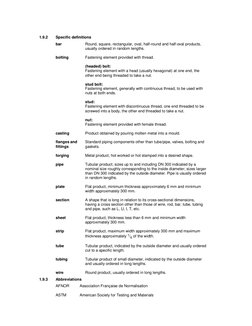 1.9.2
Specific definitions
bar
Round, square, rectangular, oval, half-round and half-oval products,
usually ordered in ra
