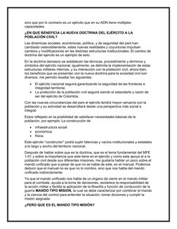 sino que por lo contrario es un ejército que en su ADN tiene múltiples 
capacidades.
¿EN QUE BENEFICIA LA NUEVA DOCTRINA DEL