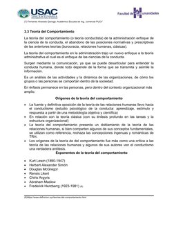 (7) Fernando Alvarado Quiroga. Académico Escuela de Ing., comercial PUCV
3.3 Teoría del Comportamiento
La teoría del comporta