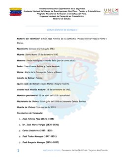 Universidad Nacional Experimental de la Seguridad. 
 Academia Nacional del Cuerpo de Investigaciones Científicas, Penales y