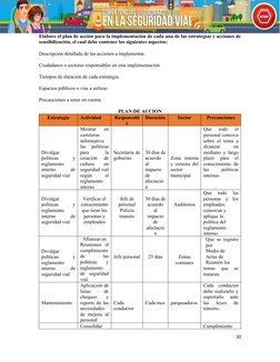 Elabore el plan de acción para la implementación de cada una de las estrategias y acciones de
sensibilización, el cual debe c