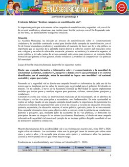 Actividad de aprendizaje 4
Evidencia. Informe “Realizar campañas de sensibilización vial”. 
Es importante participar activame
