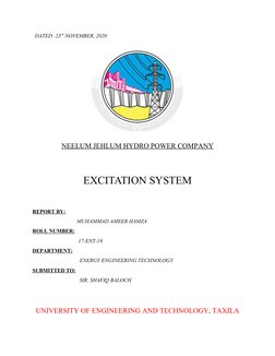 DATED: 23rd NOVEMBER, 2020
 
NEELUM JEHLUM HYDRO POWER COMPANY
EXCITATION SYSTEM
REPORT BY: