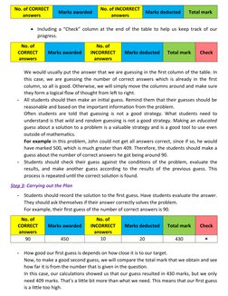 No. of CORRECT
answers
Marks awarded
No. of INCORRECT
answers
Marks deducted
Total mark

Including a “Check” column at the e