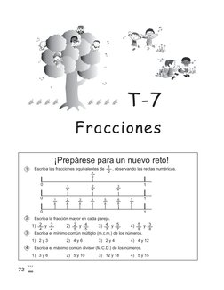 72 3
2
0
¡Prepárese para un nuevo reto!
Escriba las fracciones equivalentes de
, observando las rectas numéricas.
Escriba la