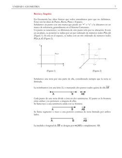 7 
UNIDAD 1: GEOMETRIA  
 
Rectas y Ángulos 
 
En Geometría hay ideas básicas que todos entendemos pero que no definimos.