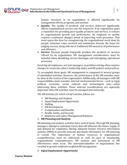Organization and Management 
Introduction to the Different Functional Areas of Management 
5 
 
Course Module 
human resource