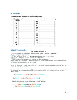 4 
 
      
Escribe palabras en inglés con las iniciales del abecedario 
 
   
 
 
 
CONCEPTUALIZACIÓN: