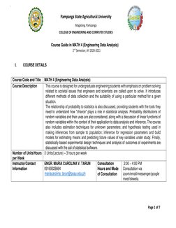 Pampanga State Agricultural University 
Magalang, Pampanga 
COLLEGE OF ENGINEERING AND COMPUTER STUDIES 
Page 1 of 7 
`