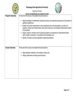 Pampanga State Agricultural University 
Magalang, Pampanga 
COLLEGE OF ENGINEERING AND COMPUTER STUDIES 
Page 2 of 7 
` 
 
Pr