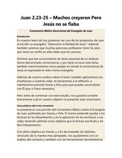 Juan 2.23-25 – Muchos creyeron Pero
Jesús no se fiaba
Comentario Bíblico Devocional del Evangelio de Juan
Introducción
En nue