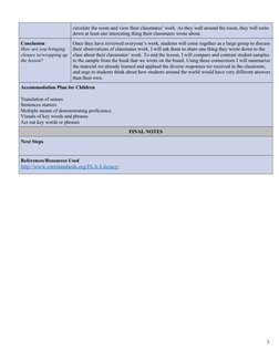 circulate the room and view their classmates’ work. As they wall around the room, they will write 
down at least one interest