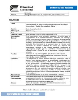 DISEÑO DE SISTEMAS MECÁNICOS
PRESENTACION DEL PROYECTO FINAL
producto
Anexos
Fotografías de mezcla de condimentos, envasado a