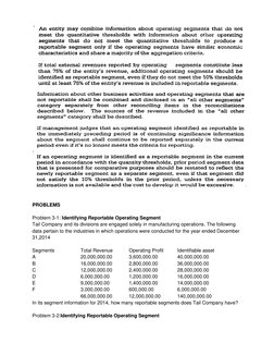 PROBLEMS 
 
Problem 3-1: Identifying Reportable Operating Segment 
Tail C