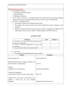 Grade 8 Lesson Plan: Newton's Laws | PDF | Newton's Laws Of Motion | Force