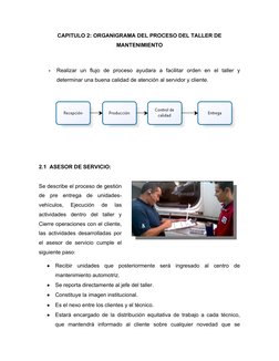 CAPITULO 2: ORGANIGRAMA DEL PROCESO DEL TALLER DE
MANTENIMIENTO
-
Realizar  un  flujo  de  proceso  ayudara  a  facilitar  or