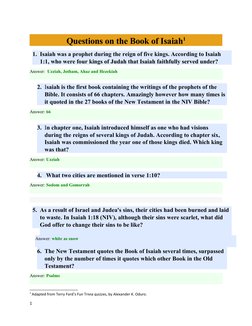 Isaiah Bible Quiz: Questions & Answers | PDF | Isaiah | Book Of Isaiah