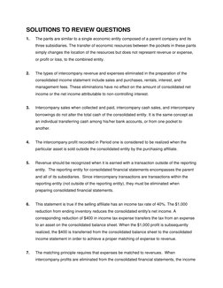 SOLUTIONS TO REVIEW QUESTIONS 
1. 
The pants are similar to a single economic entity composed of a parent company and its