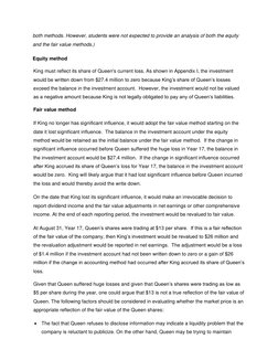 both methods. However, students were not expected to provide an analysis of both the equity 
and the fair value methods.)