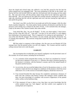 2
down the sloped and colored ramp, she suffered a very bad fall, caused by the fact that the 
yellow painted area was extr