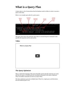 What is a Query Plan
A Query plan is a list of instructions that the database needs to follow in order to execute a
query on
