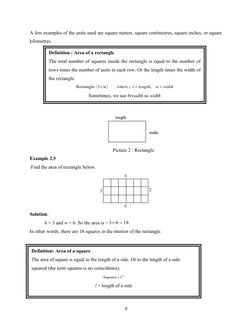 A few examples of the units used are square meters, square centimetres, square inches, or square
kilometres.
Picture 2 : Rect