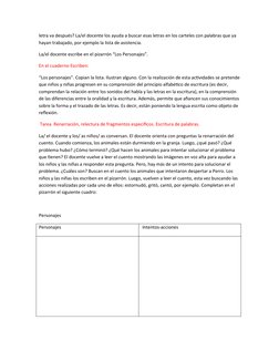 letra va después? La/el docente los ayuda a buscar esas letras en los carteles con palabras que ya 
hayan trabajado, por ejem