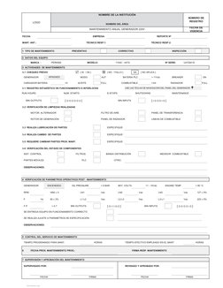 FECHA:
EMPRESA:  
REPORTE Nº
MANT. ANT.:
TÉCNICO RESP.1:
TÉCNICO RESP.2:
1  TIPO DE MANTENIMIENTO
PREVENTIVO 
CORRECTIVO
INSP
