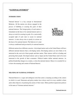 Understanding National Interests in IR | PDF | National Interest ...