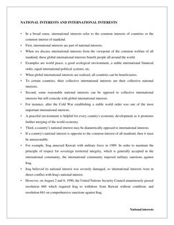 Understanding National Interests in IR | PDF | National Interest ...