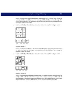 Legal Aptitude and Logical Reasoning
283
In each row, the central part of the first figure rotates either 90o CW or 90o ACW t