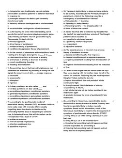14. 14. Behaviorists have traditionally viewed multiple
personalities as distinct patterns of behavior that result
in respons