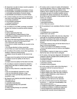 51. 52. Masserman was able to induce neurotic symptoms
in cats by exposing them to:
a. unpredictable, controllable presentati