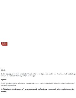 Mesh:
In this topology every node conected with each other node. It generally used in warreless network. It need a large
amou