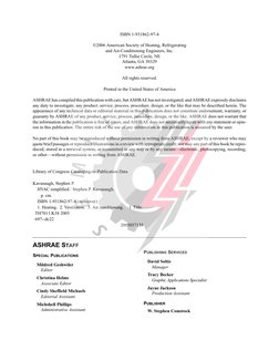 ISBN 1-931862-97-4
©2006 American Society of Heating, Refrigerating
and Air-Conditioning Engineers, Inc.
1791 Tullie Circle,