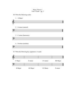 Music Theory I Unit 1 Exam Guide | PDF | Interval (Music) | Chord (Music)
