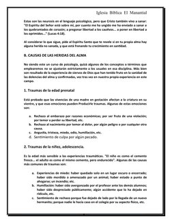 Iglesia  Bíblica  El  Manantial
Estas son las neurosis en el lenguaje psicológico, pero que Cristo también vino a sanar:
"El
