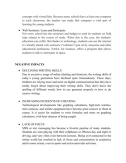 concepts with virtual labs. Because many schools have at least one computer
in each classroom, the teacher can make that comp