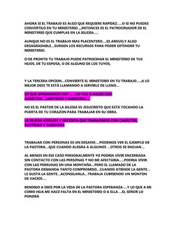 AHORA SI EL TRABAJO ES ALGO QUE REQUIERE RAPIDEZ…..O SI NO PUEDES 
CONVERTILO EN TU MINISTERIO ,,,ENTONCES ES EL PATROCINADOR