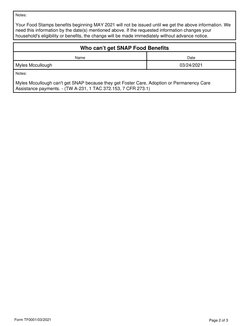 Form Tf0001 Example SNAP Benefits Award Letter Details | PDF | Supplemental Nutrition ...