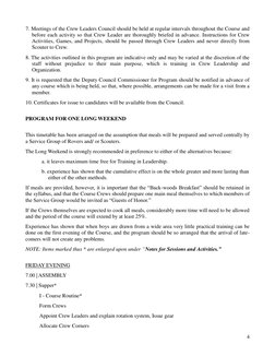 4 
7. Meetings of the Crew Leaders Council should be held at regular intervals throughout the Course and 
before each act